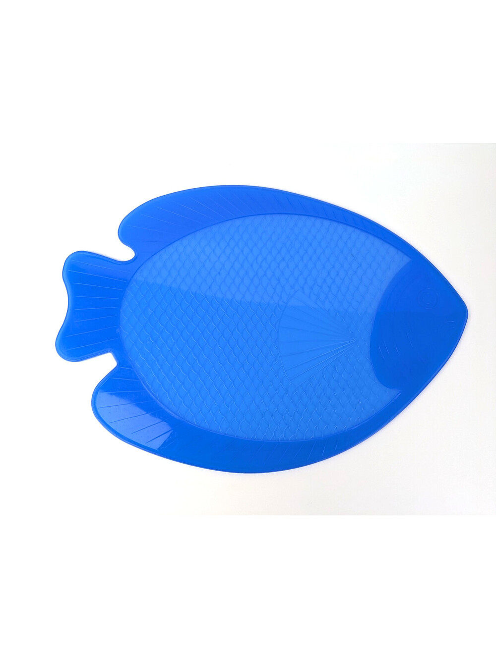 Blue Acrylic Fish Shaped Serving Platter Cutting Board Rigid Plastic Tray 15.5"